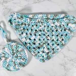 Crochet Pet Bandana with Matching Bag Holder Size Medium